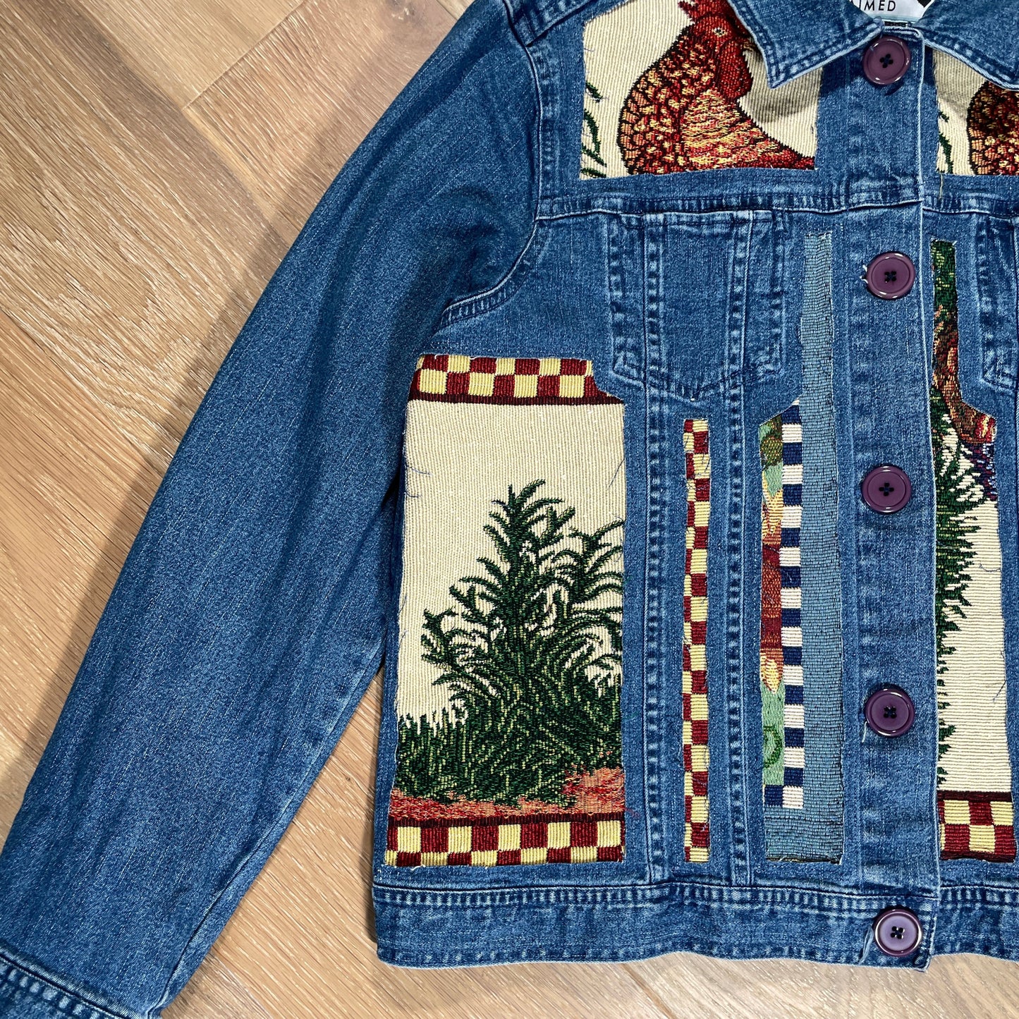 “Gingham Rooster ” Denim Jacket