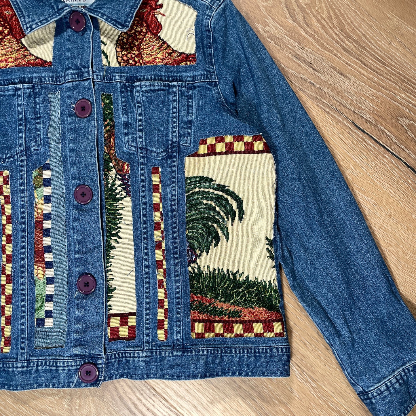 “Gingham Rooster ” Denim Jacket