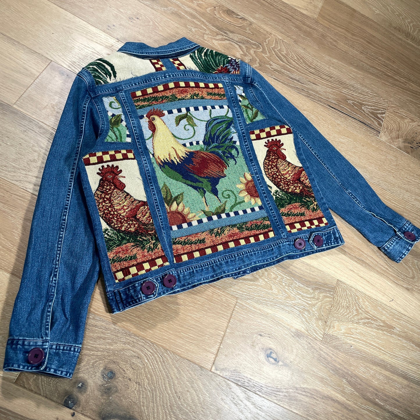 “Gingham Rooster ” Denim Jacket