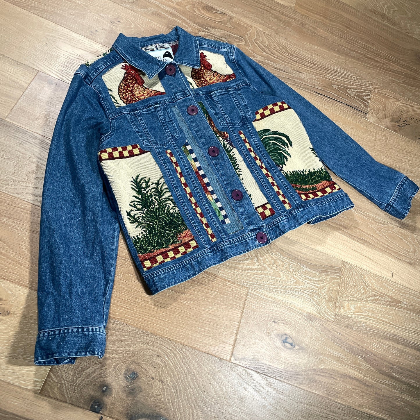 “Gingham Rooster ” Denim Jacket
