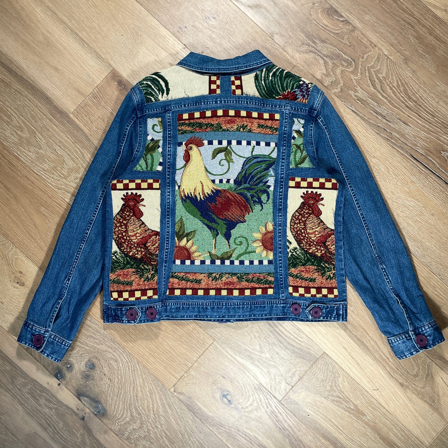 “Gingham Rooster ” Denim Jacket