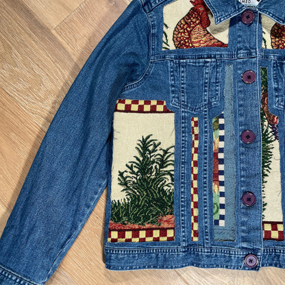 “Gingham Rooster ” Denim Jacket
