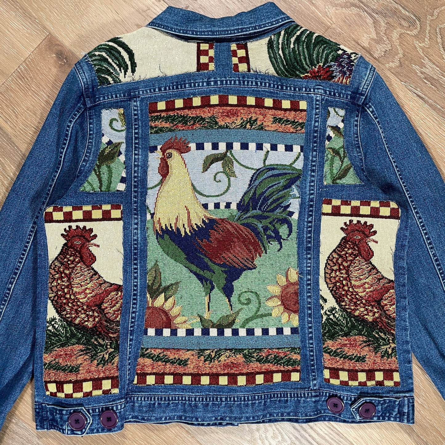 “Gingham Rooster ” Denim Jacket