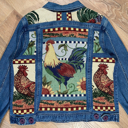 “Gingham Rooster ” Denim Jacket